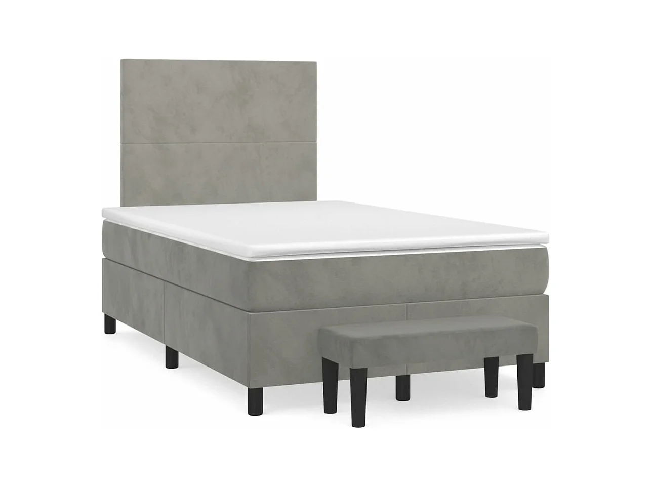 Giroletto a Molle con Materasso Grigio Chiaro 120x190cm Velluto