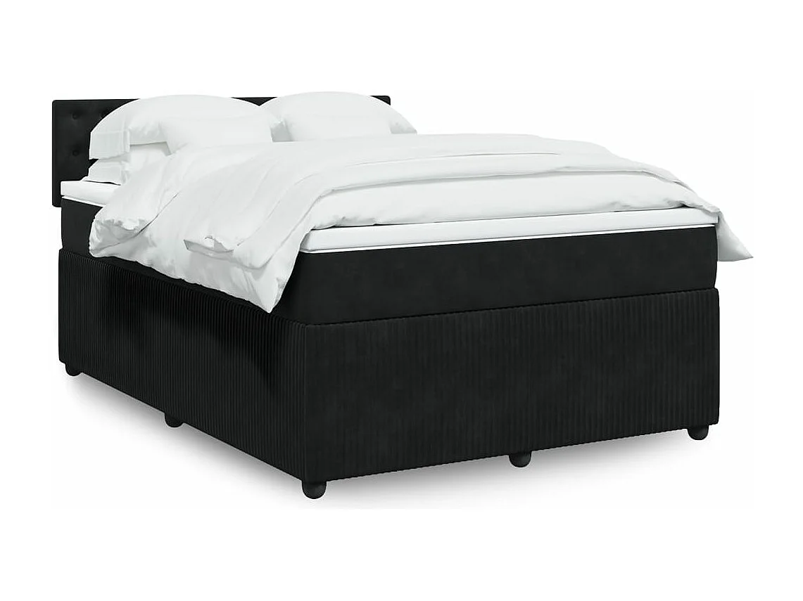 Boxspringbett mit Matratze Schwarz 160x200 cm Samt