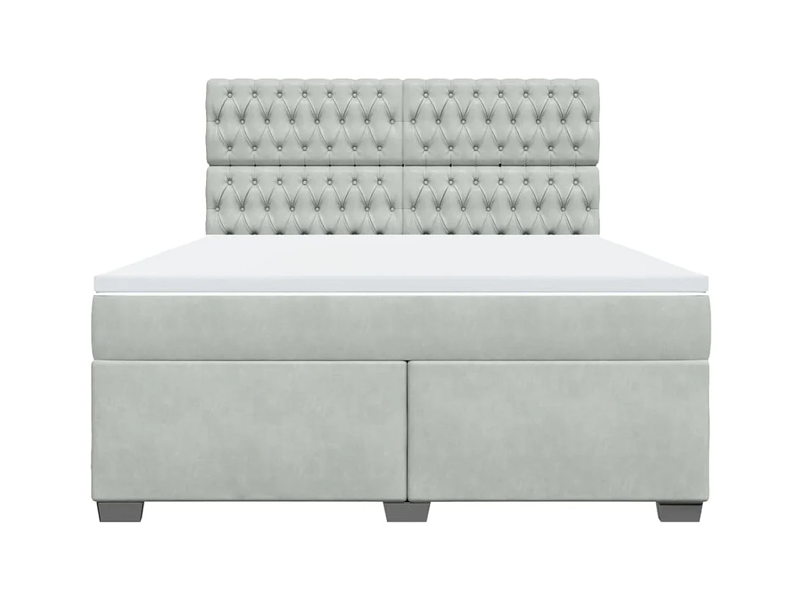 Cama com molas/colchão 180x200 cm veludo cinzento-claro