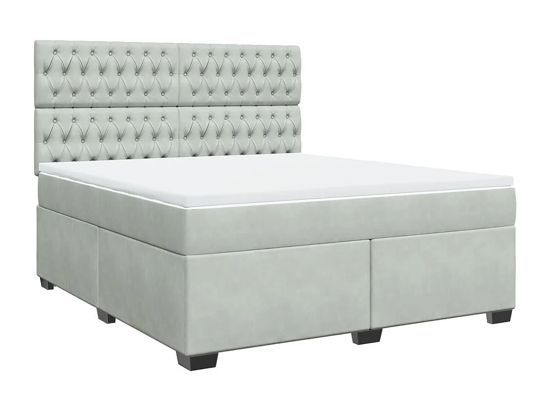 Cama box spring con colchón terciopelo gris claro 180x200 cm