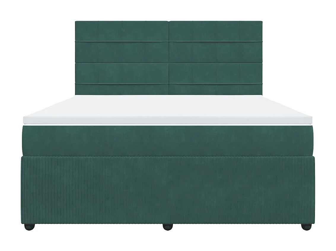 Giroletto a Molle con Materasso Verde Scuro 180x200 cm Velluto