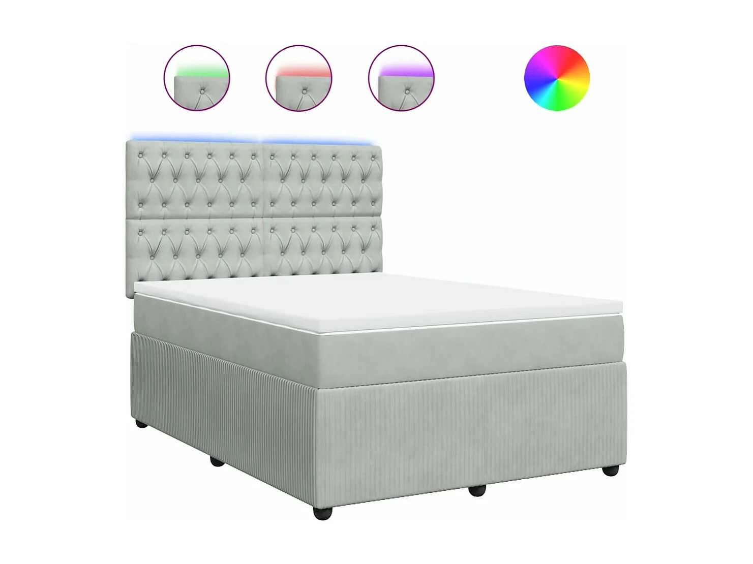 Boxspring met matras fluweel lichtgrijs 160x200 cm