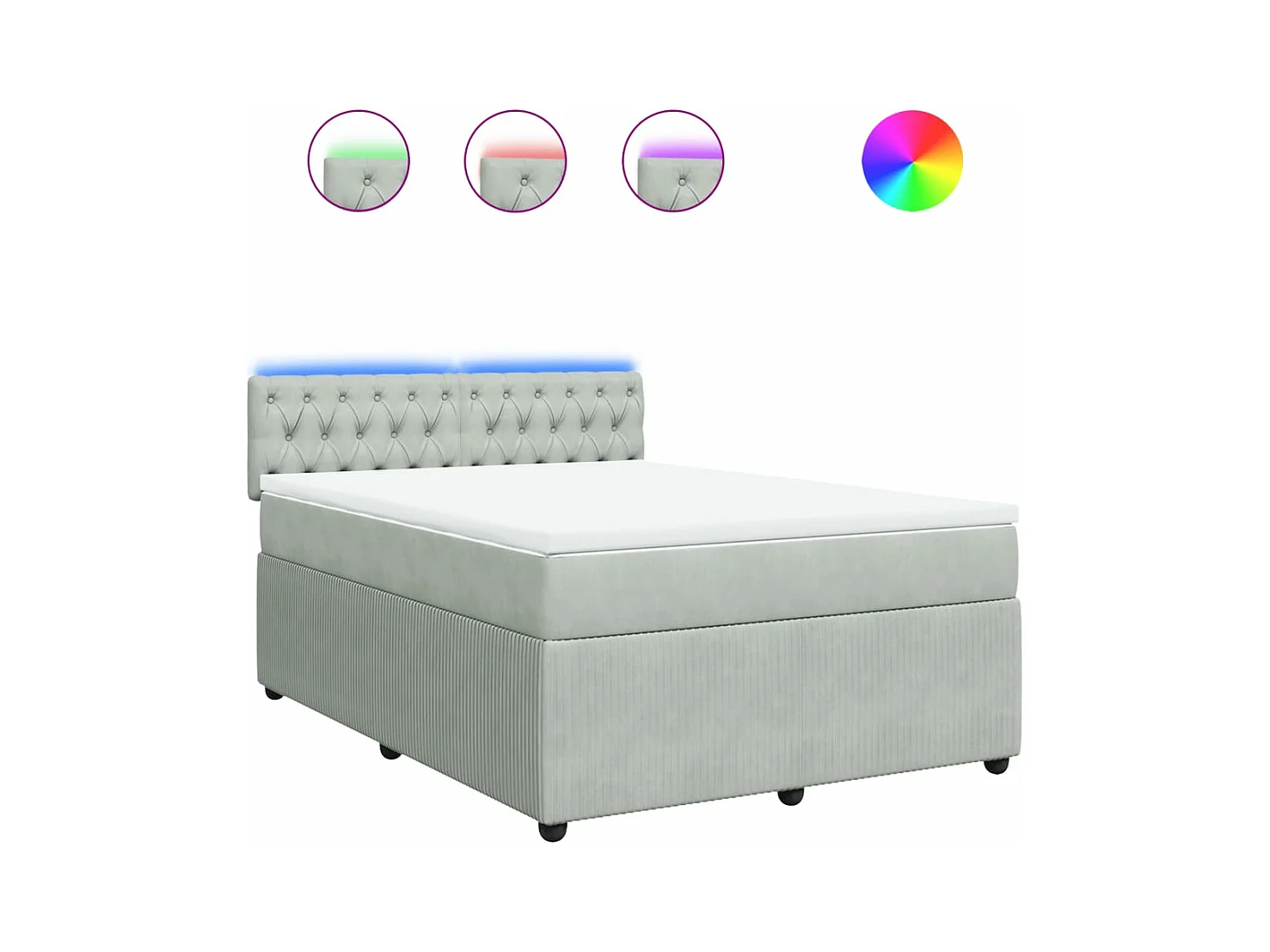 Boxspring met matras fluweel lichtgrijs 140x190 cm