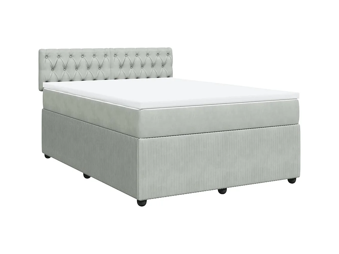Boxspring met matras fluweel lichtgrijs 140x190 cm