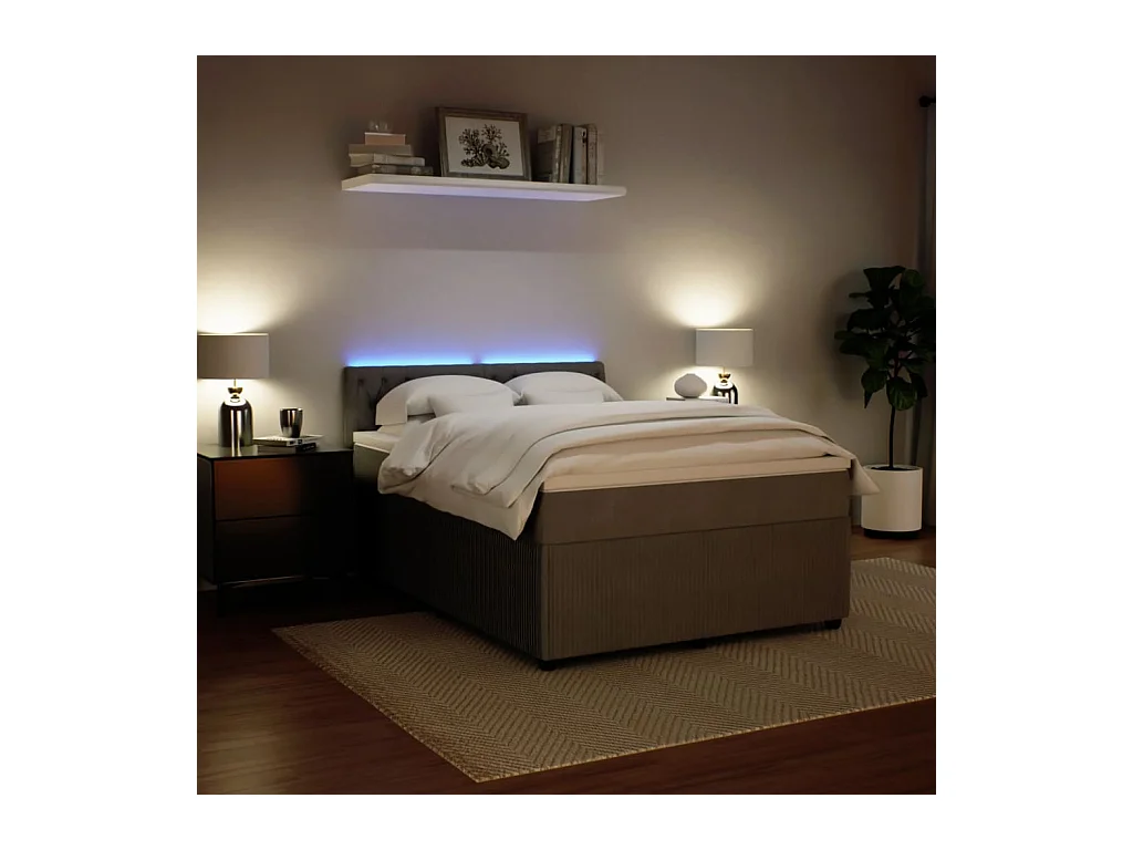 Boxspring met matras fluweel lichtgrijs 140x190 cm