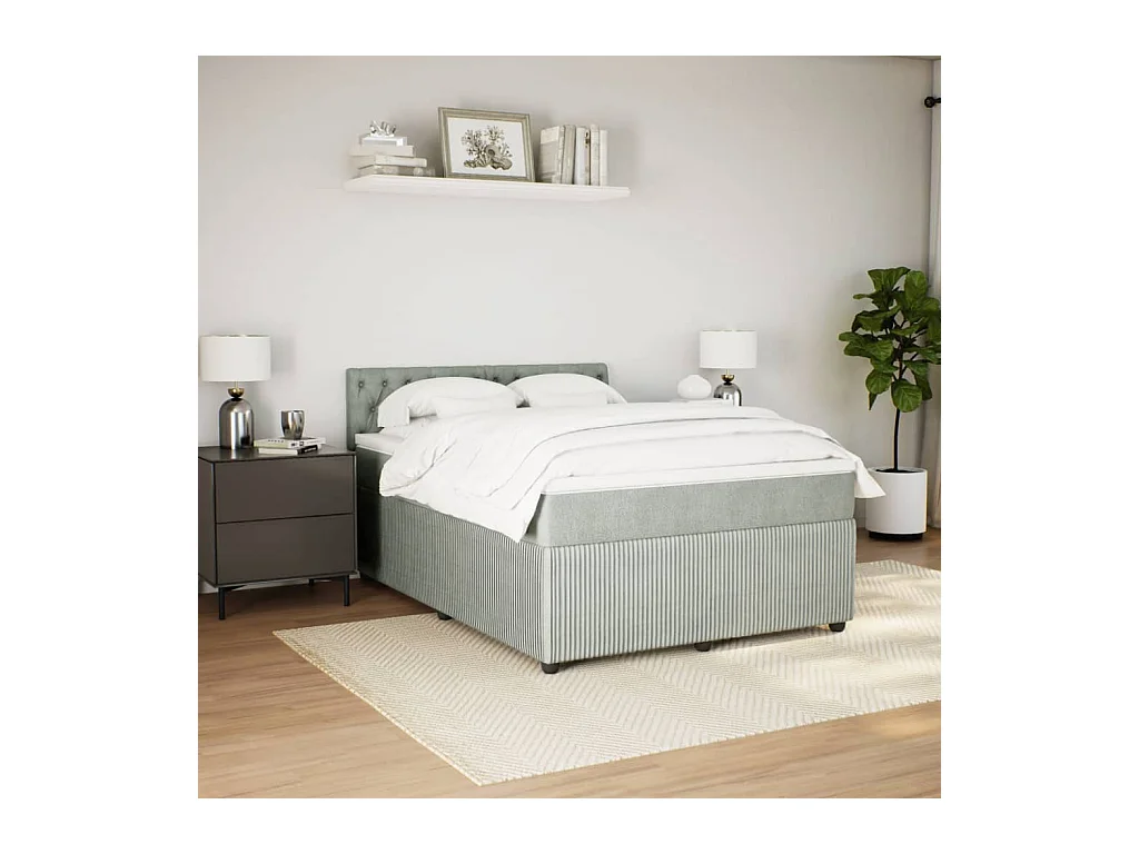 Boxspring met matras fluweel lichtgrijs 140x190 cm