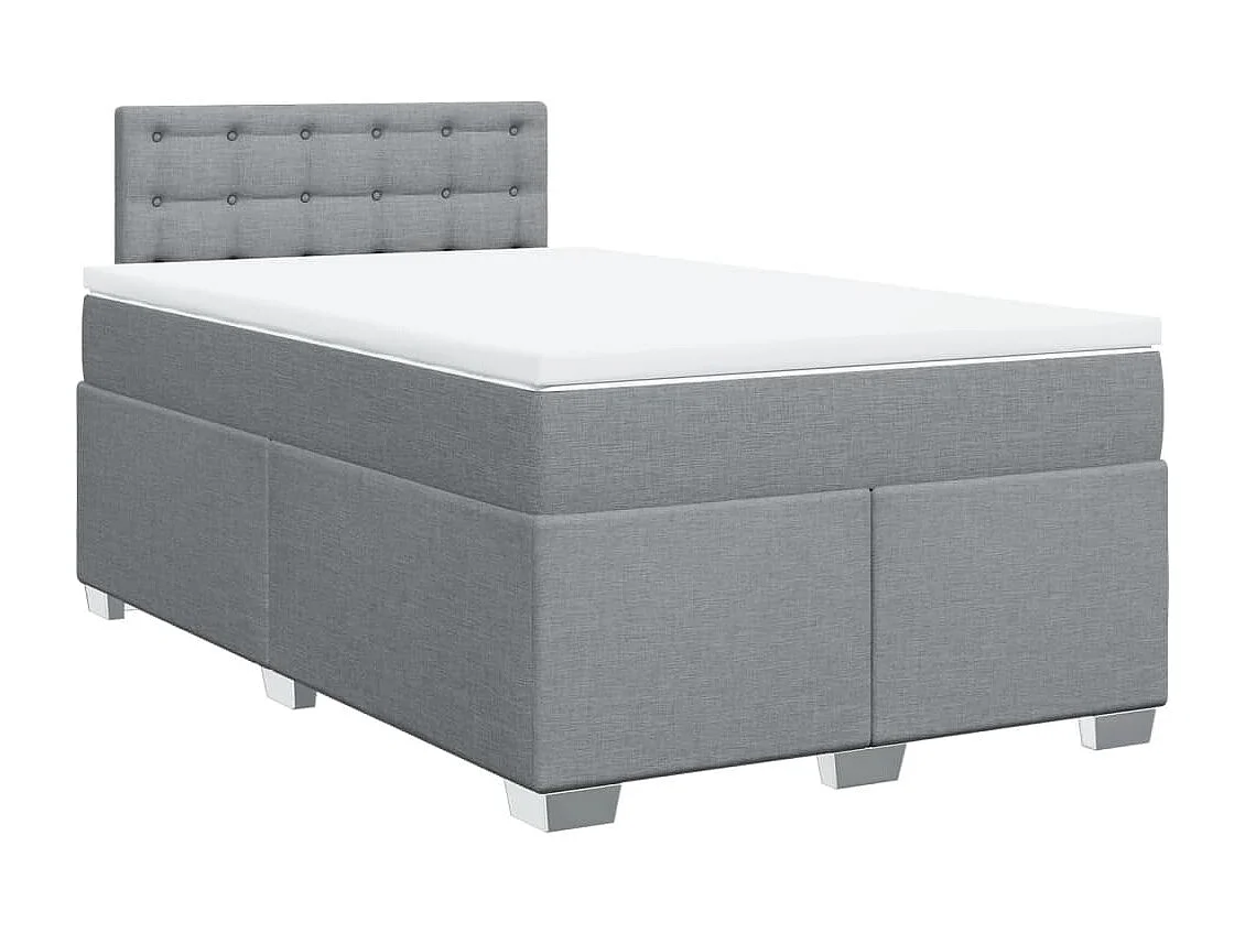 Cama box spring con colchón tela gris claro 120x190 cm