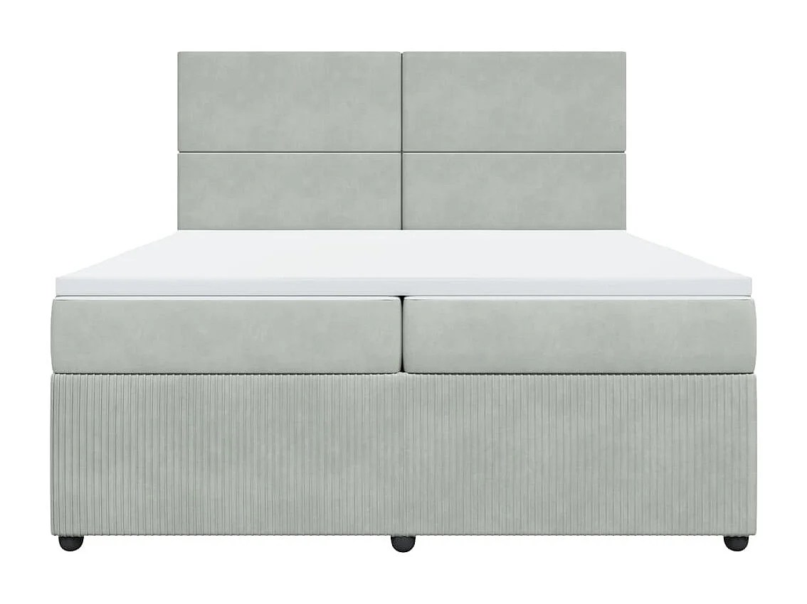 Sommier à lattes de lit et matelas Gris clair 200x200cm Velours