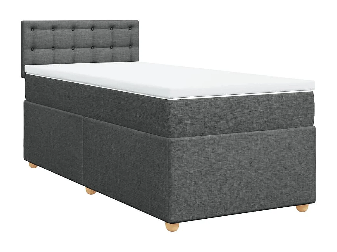 Cama box spring con colchón tela gris oscuro 90x190 cm