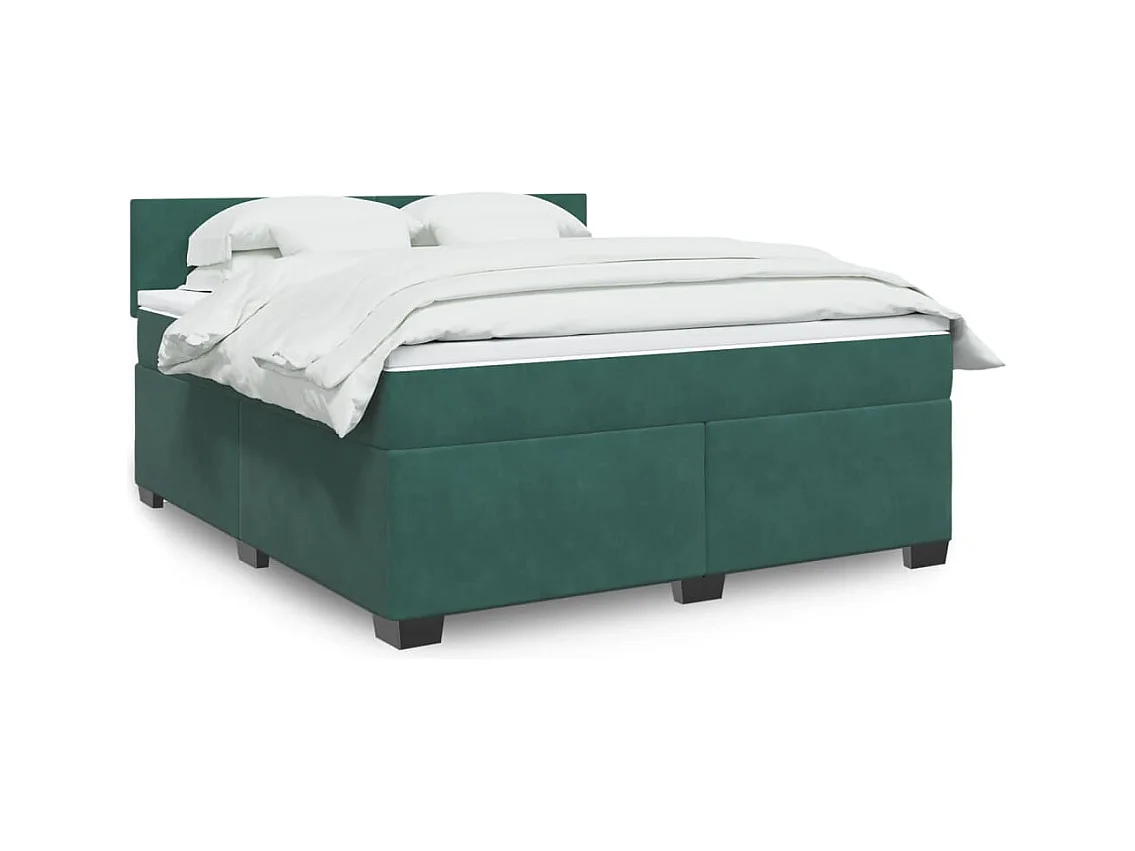 Cama com molas/colchão 180x200 cm veludo verde-escuro
