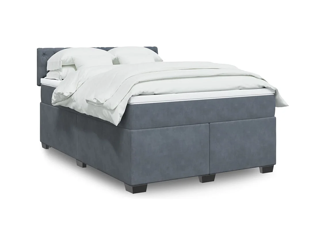 Giroletto a Molle con Materasso Grigio Scuro 160x200 cm Velluto