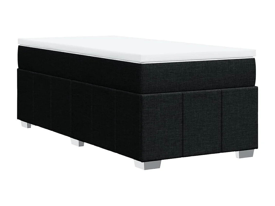Cama box spring con colchón tela negro 80x200 cm