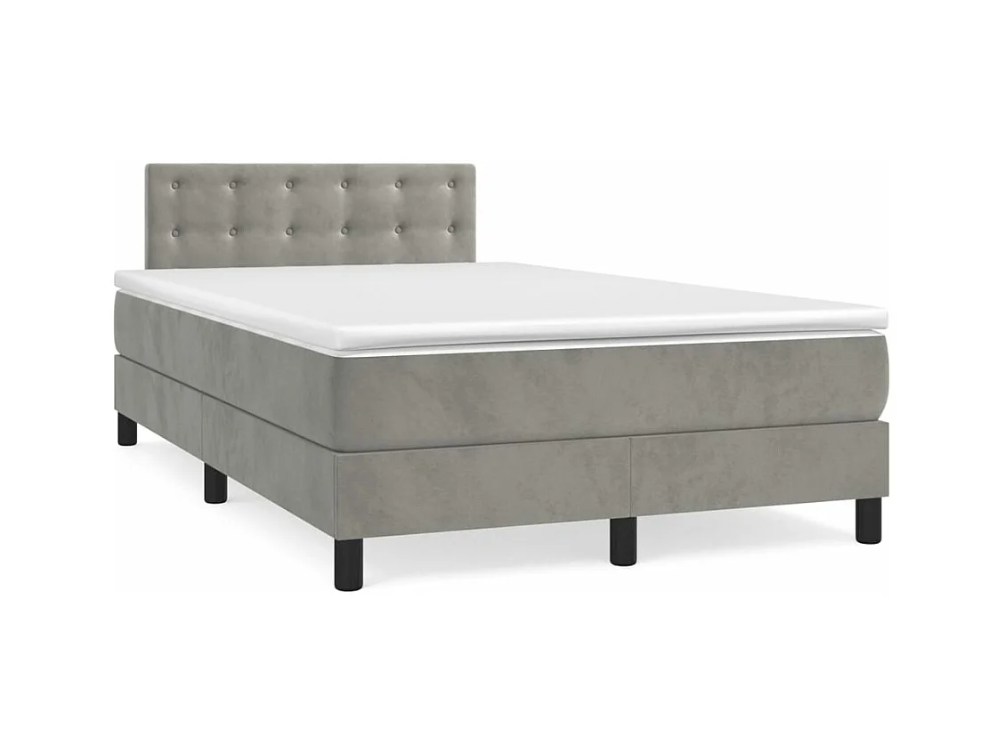 Giroletto a Molle con Materasso Grigio Chiaro 120x190cm Velluto