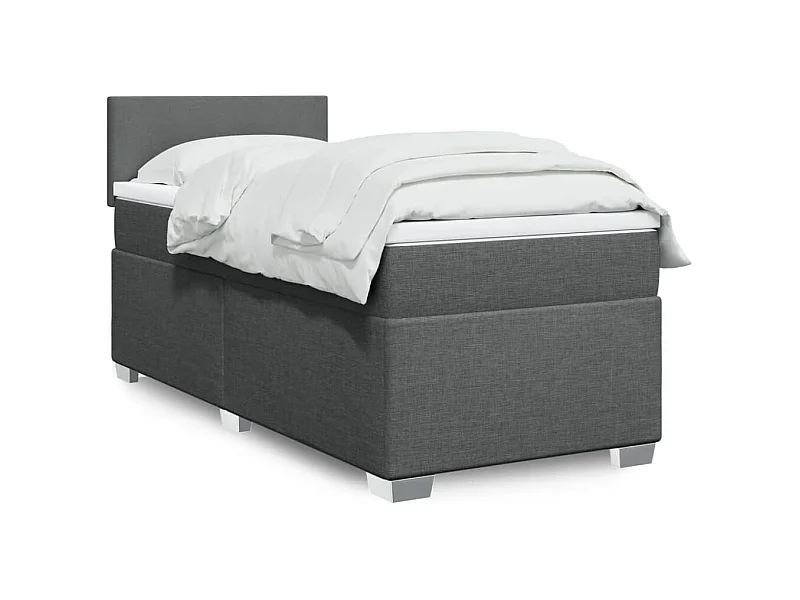 Cama box spring con colchón tela gris oscuro 90x190 cm