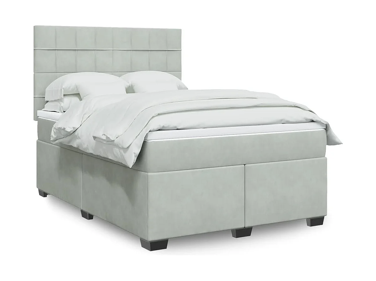 Sommier à lattes de lit et matelas Gris clair 160x200cm Velours