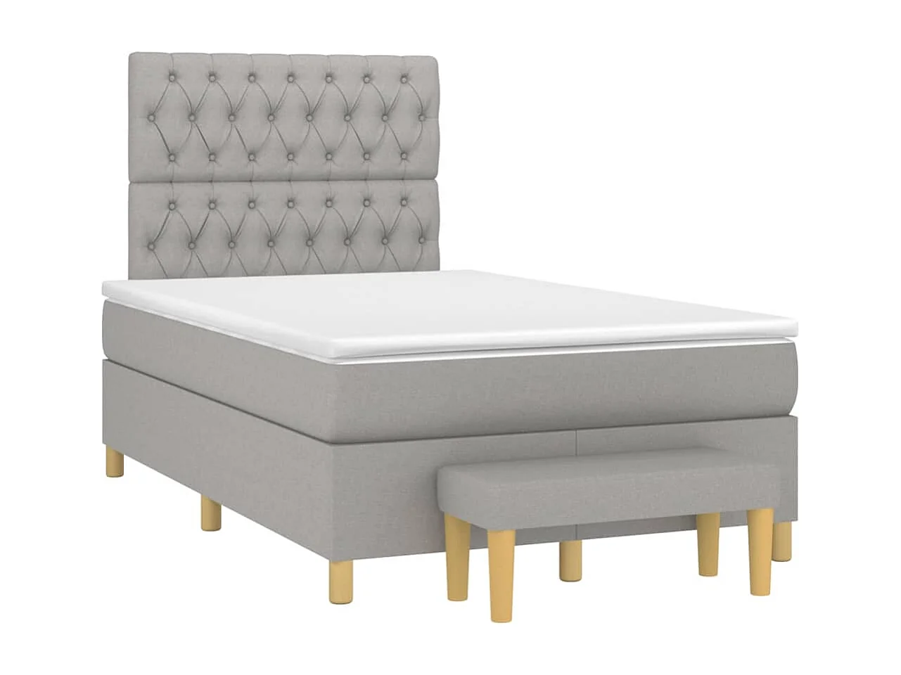 Cama boxspring com colchão 120x190 cm tecido cinzento-claro