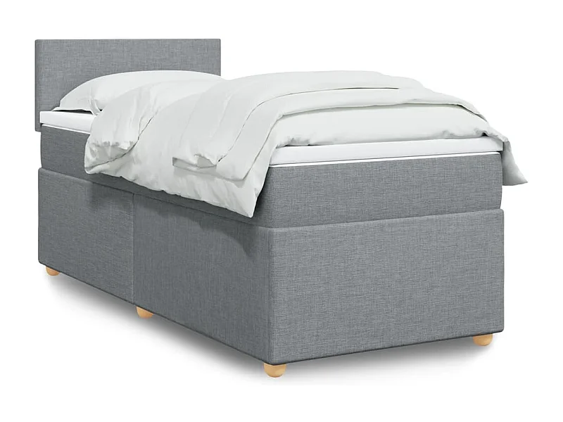 Cama box spring con colchón tela gris claro 90x190 cm