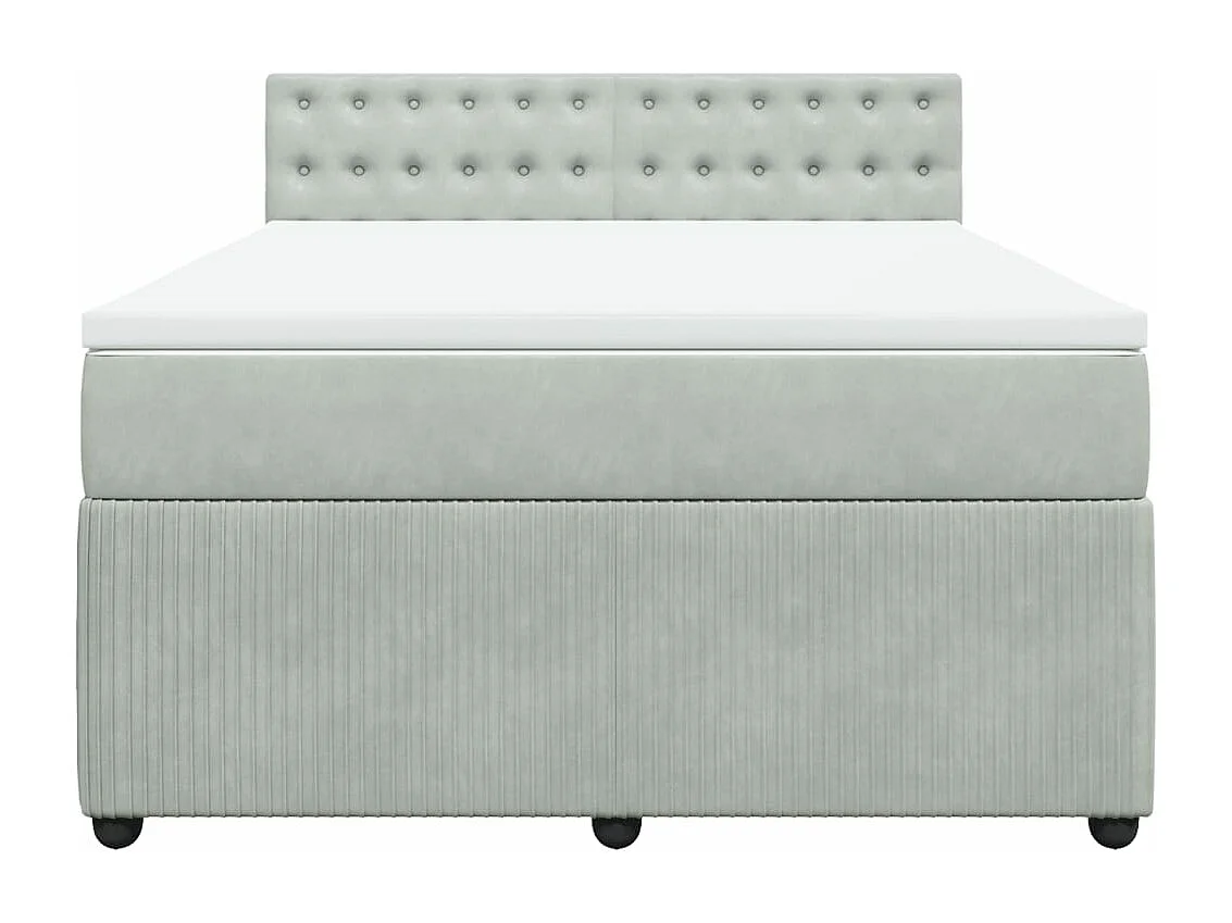 Boxspring met matras fluweel lichtgrijs 140x200 cm