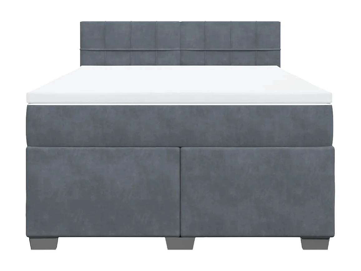 Giroletto a Molle con Materasso Grigio Scuro 160x200 cm Velluto