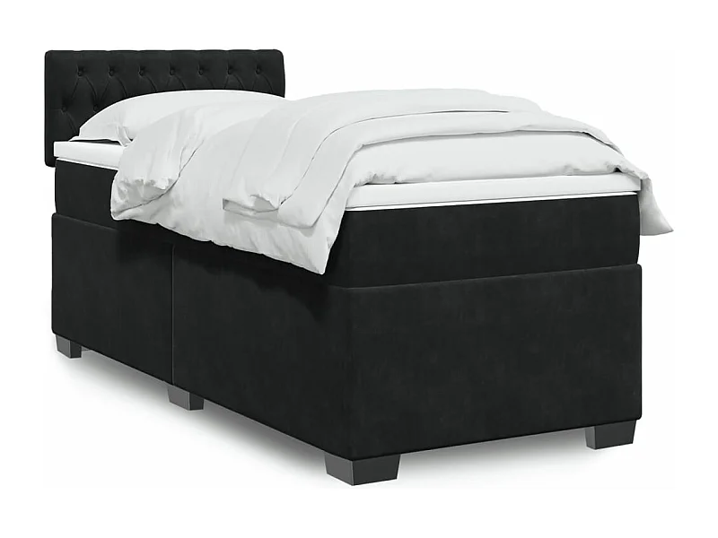 Boxspringbett mit Matratze Schwarz 80x200 cm Samt