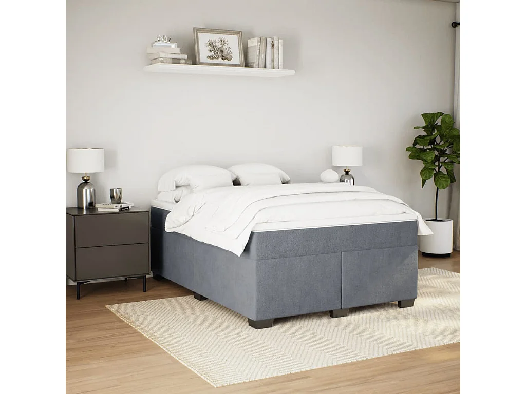 Giroletto a Molle con Materasso Grigio Scuro 140x190 cm Velluto