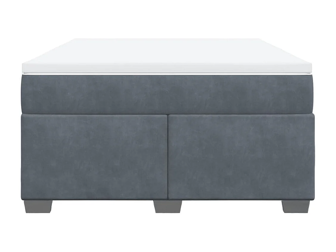 Giroletto a Molle con Materasso Grigio Scuro 140x190 cm Velluto