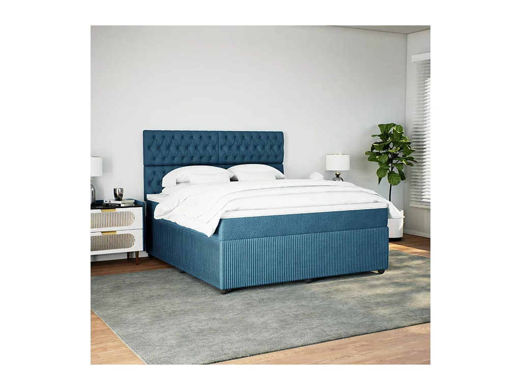 Sommier à lattes de lit et matelas Bleu foncé 180x200cm Velours