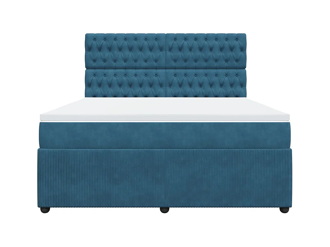 Sommier à lattes de lit et matelas Bleu foncé 180x200cm Velours