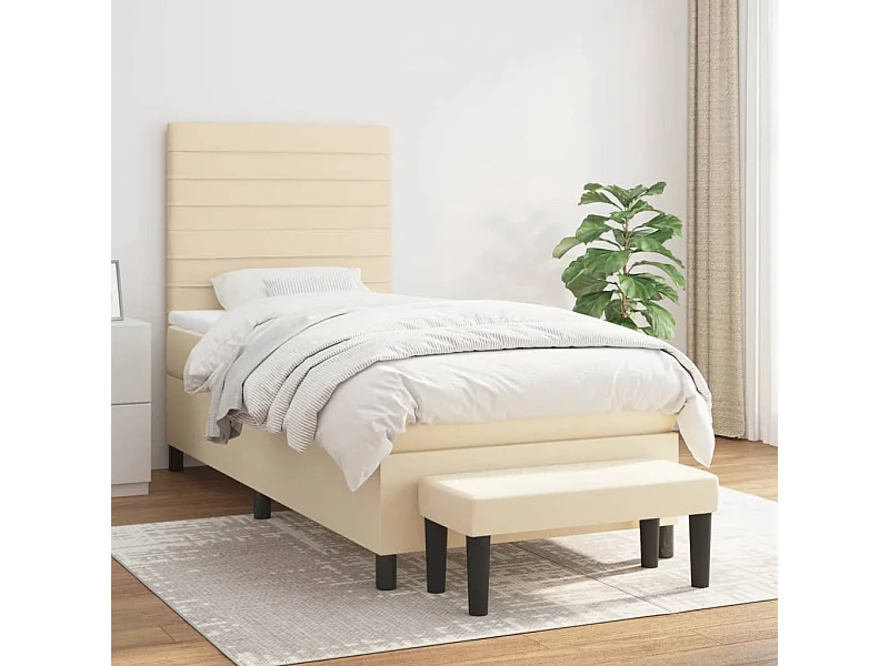 Cama com molas/colchão 90x190 cm tecido cor creme