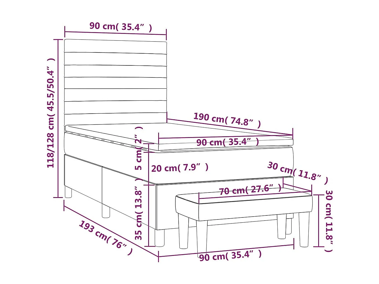 Giroletto a Molle con Materasso Crema 90x190 cm in Tessuto
