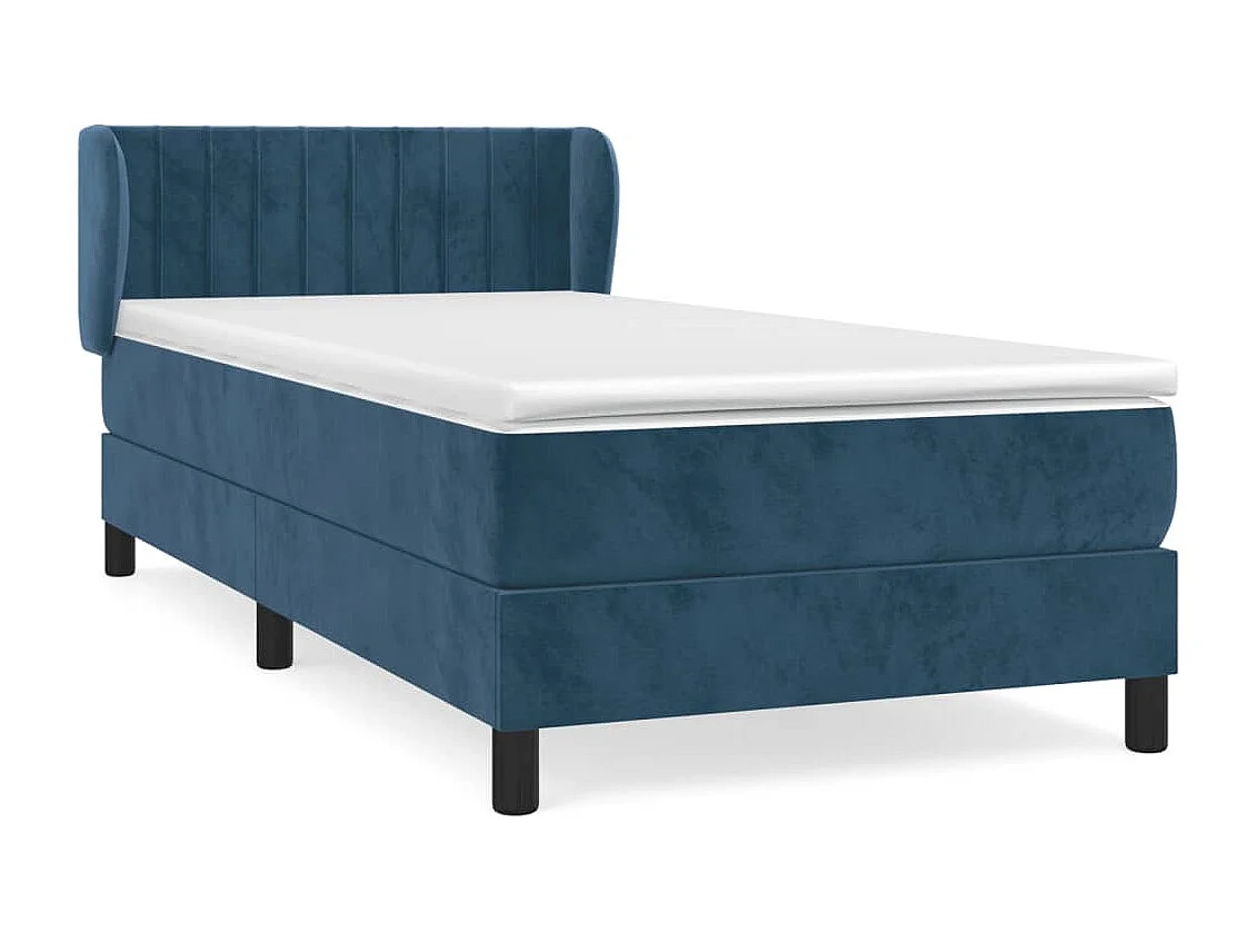 Cama box spring con colchón terciopelo azul oscuro 80x200 cm