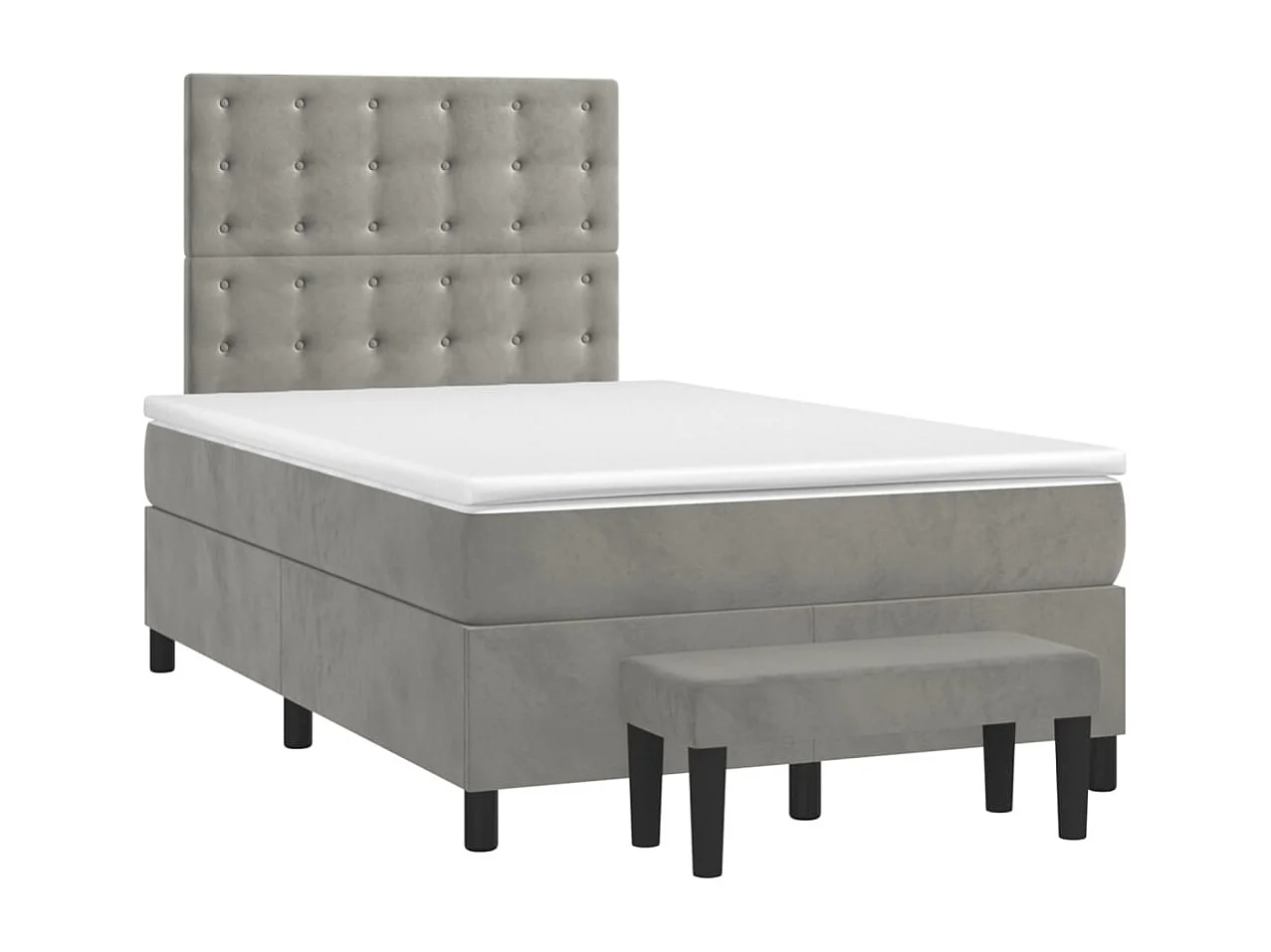 Sommier à lattes de lit et matelas gris clair 120x190cm velours