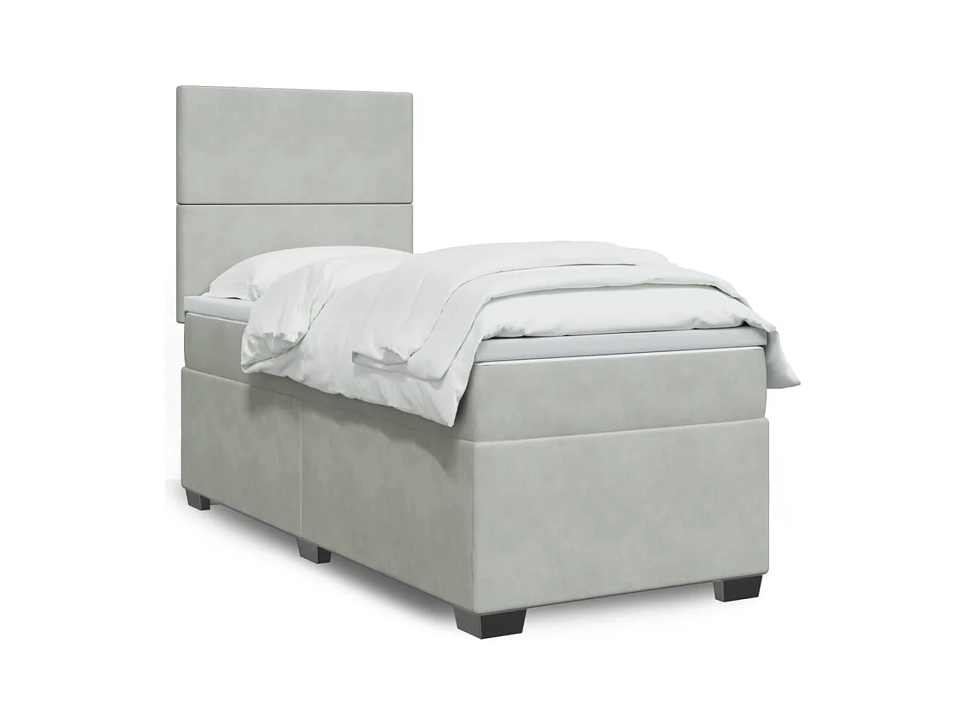 Giroletto a Molle con Materasso Grigio Chiaro 90x200 cm Velluto