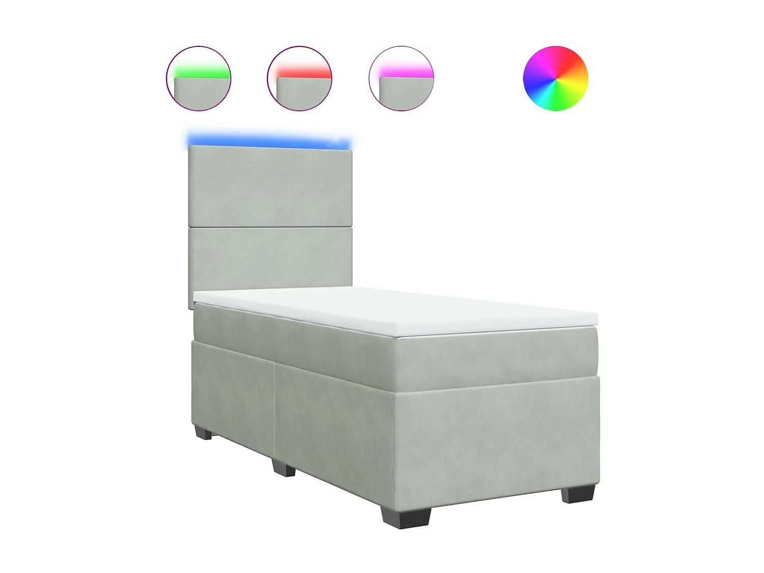 Sommier à lattes de lit et matelas Gris clair 90x200 cm Velours