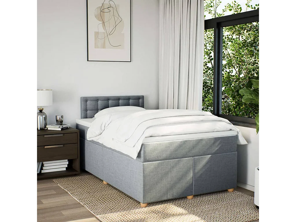 Giroletto a Molle con Materasso Grigio Chiaro 120x190cm Tessuto