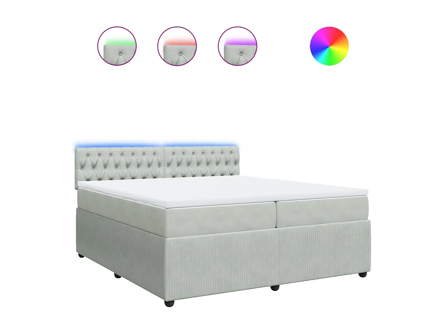 Sommier à lattes de lit et matelas Gris clair 200x200cm Velours