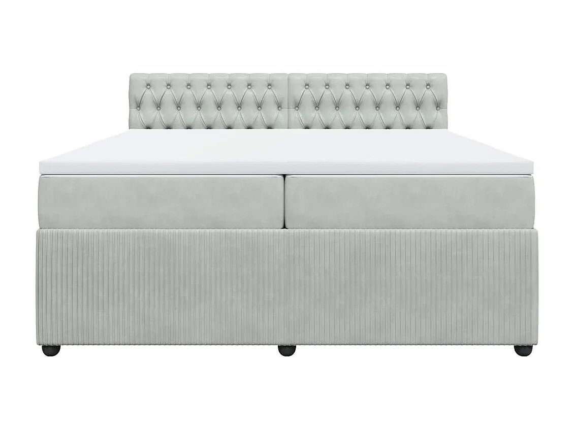 Boxspring met matras fluweel lichtgrijs 200x200 cm