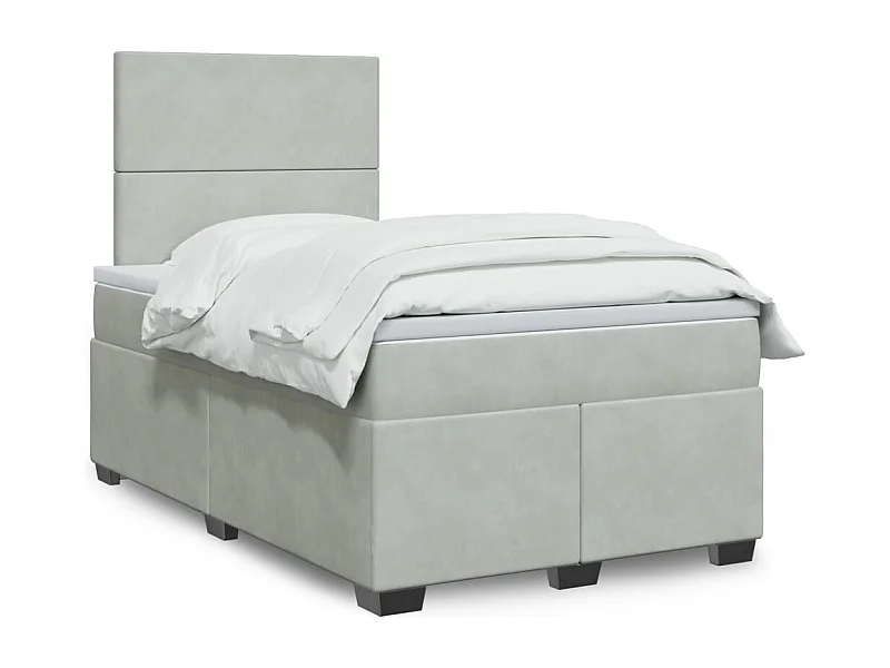Cama boxspring com colchão 120x190 cm veludo cinzento-claro