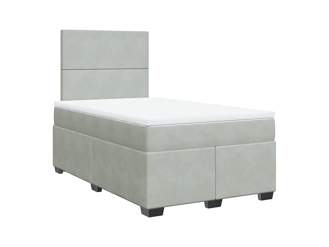Sommier à lattes de lit et matelas gris clair 120x190cm velours