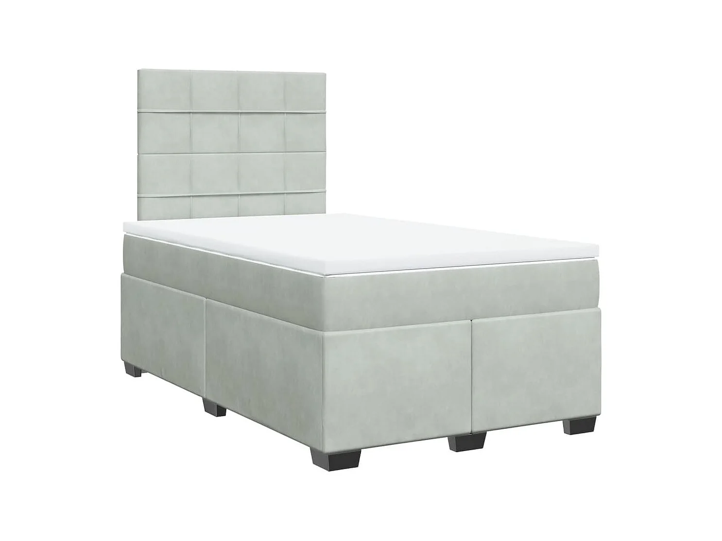 Sommier à lattes de lit et matelas Gris clair 120x200cm Velours