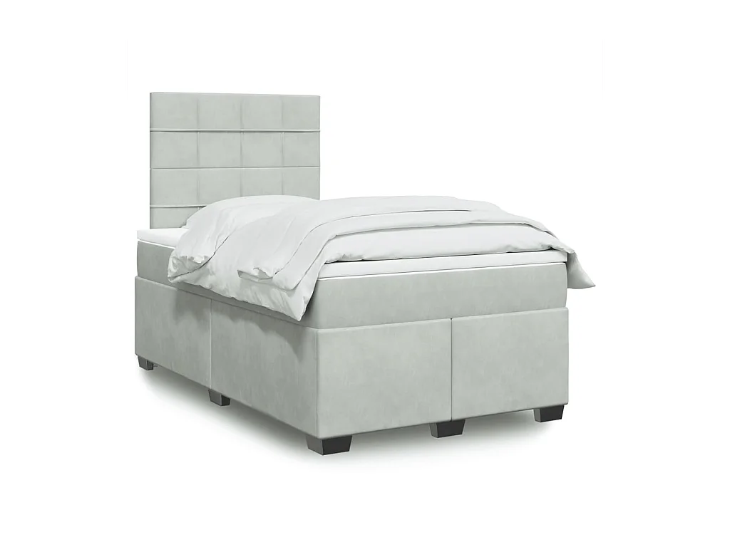 Giroletto a Molle con Materasso Grigio Chiaro 120x200cm Velluto