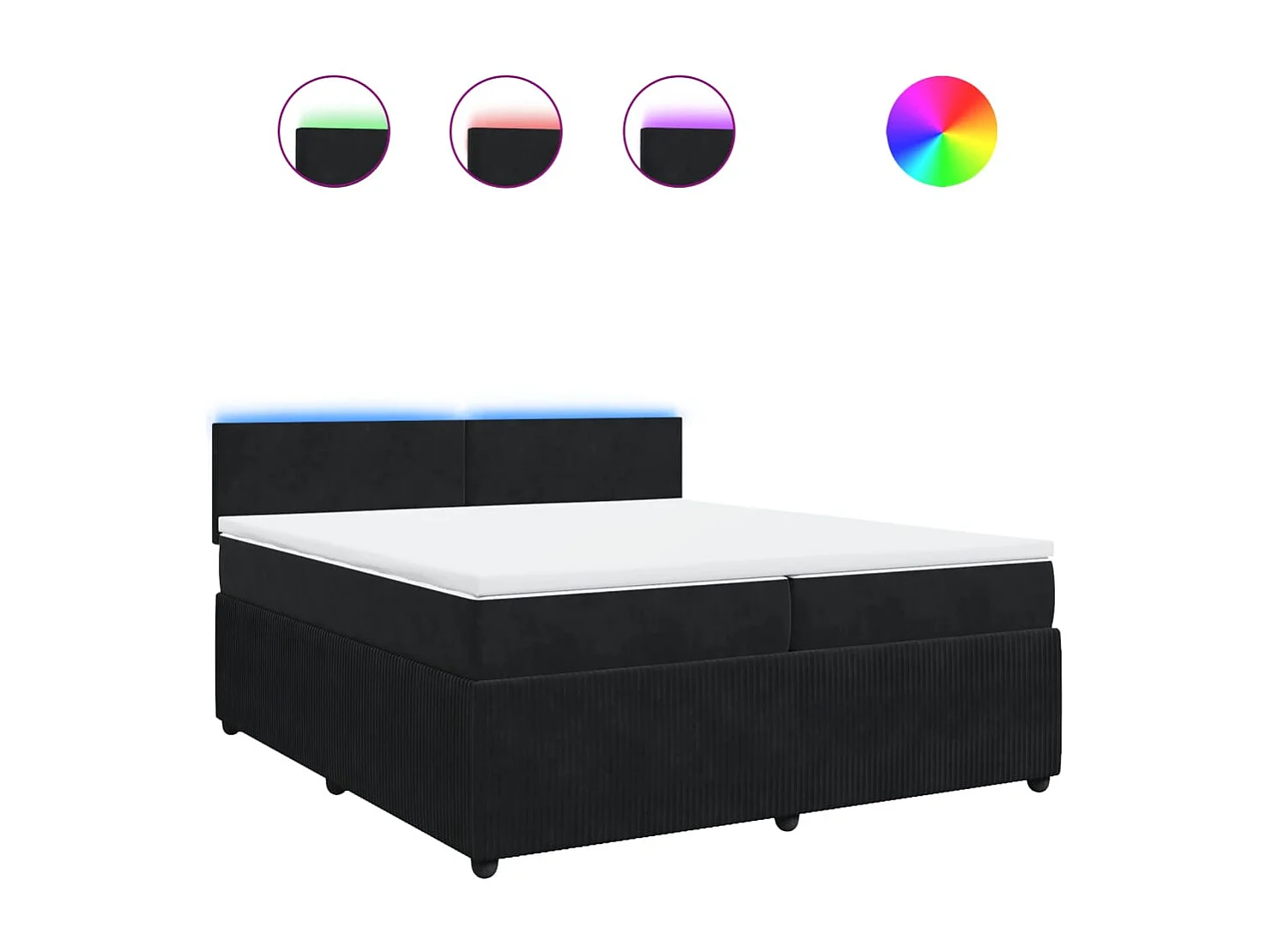 Giroletto a Molle con Materasso Nero 200x200 cm in Velluto