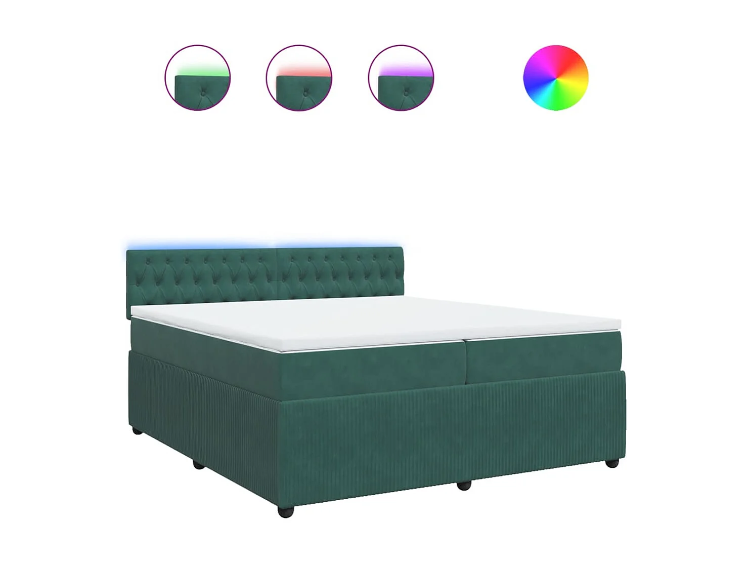 Giroletto a Molle con Materasso Verde Scuro 200x200 cm Velluto