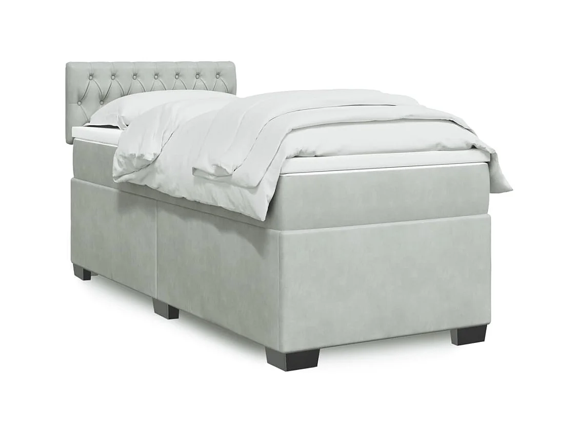 Sommier à lattes de lit et matelas Gris clair 100x200cm Velours