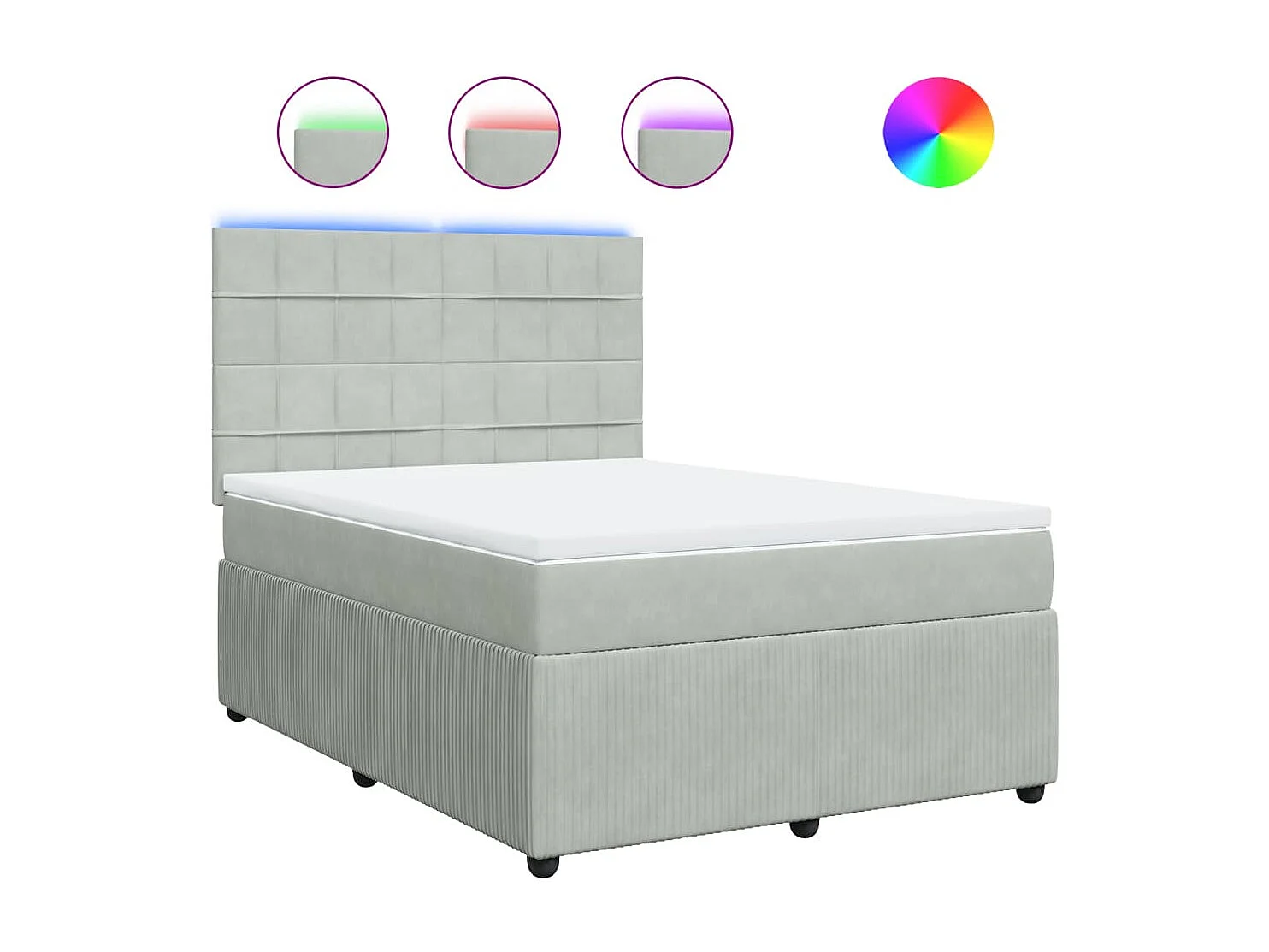 Sommier à lattes de lit et matelas Gris clair 140x190cm Velours