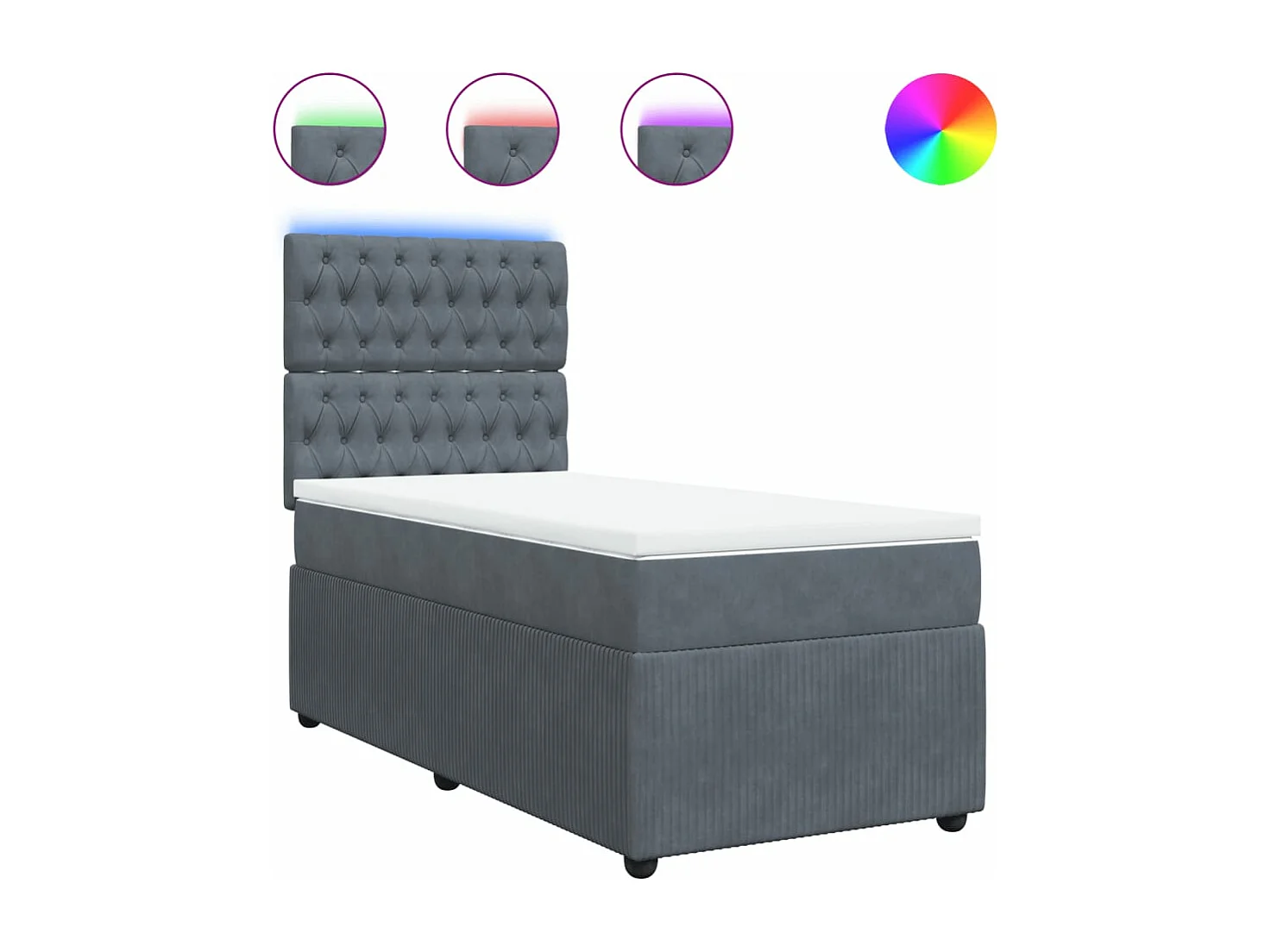 Cama com molas/colchão 90x190 cm veludo cinza-escuro