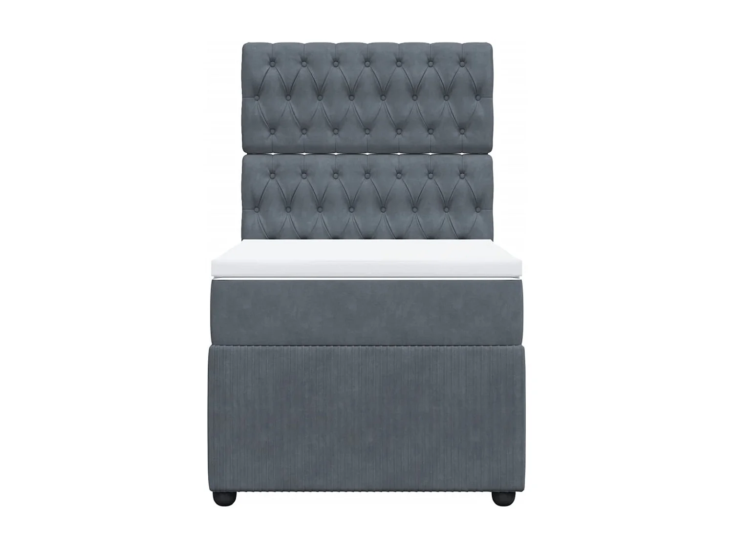 Cama com molas/colchão 90x190 cm veludo cinza-escuro