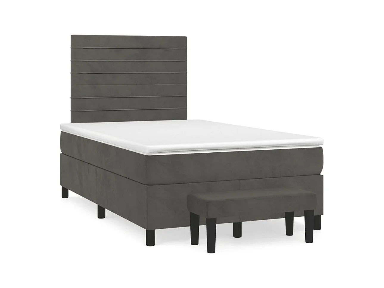 Sommier à lattes de lit et matelas gris foncé 120x190cm velours