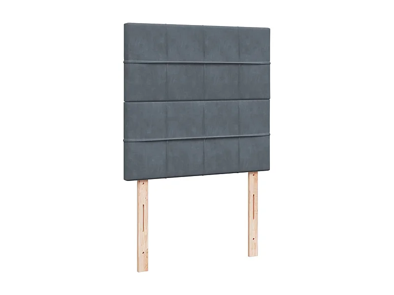 Cama box spring con colchón terciopelo gris oscuro 80x200 cm