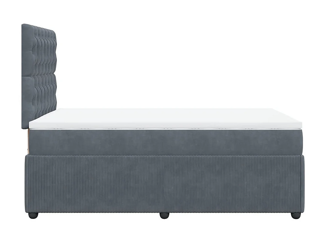 Cama box spring con colchón terciopelo gris oscuro 120x200 cm